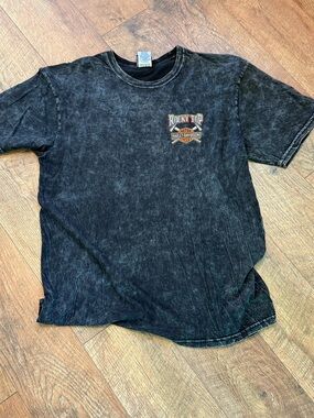 Harley-Davidson Black Mineral Wash Logo Tee with Orange Accent